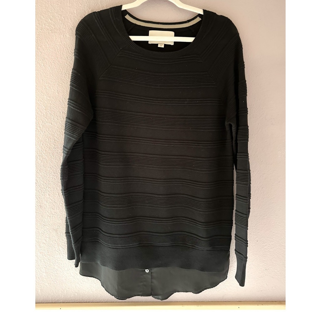 BROCHU WALKER Black Textured Knit Layered Sweater Size Medium